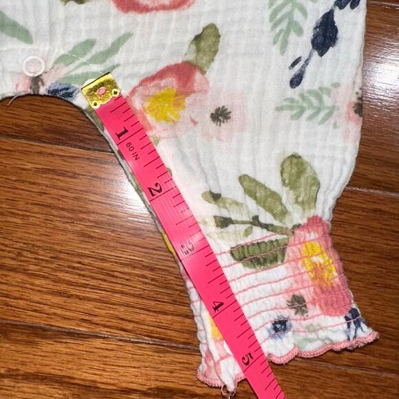 Mud Pie Baby Girls Floral Cotton Gauze One Piece Size 0-3M - Picture 14 of 15